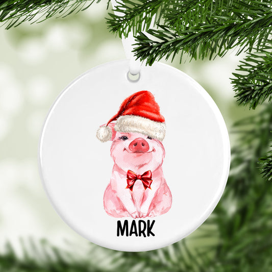 Ceramic Ornament Piggy in Santa