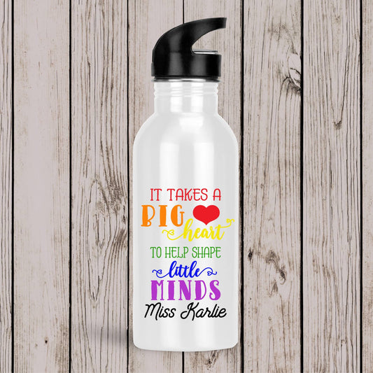 Teacher Drink Bottles Rainbow Big Heart