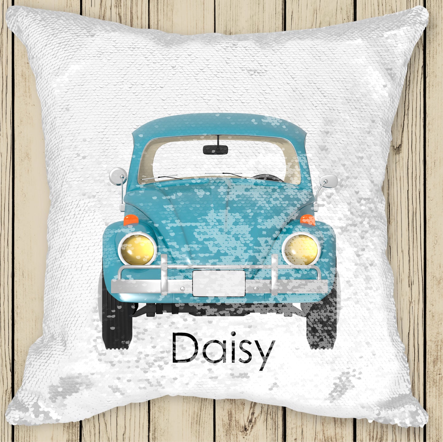 Sequin Cushion Cover - VW Aqua Beetle
