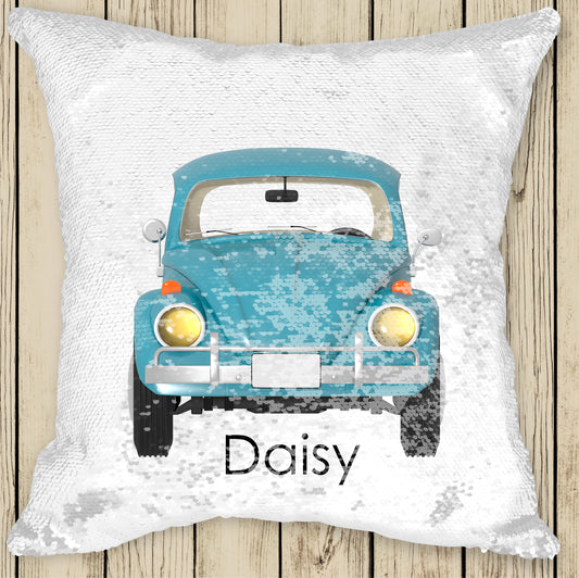 Sequin Cushion Cover - VW Aqua Beetle