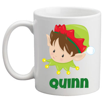 Christmas Mug Boy Elf Brunette