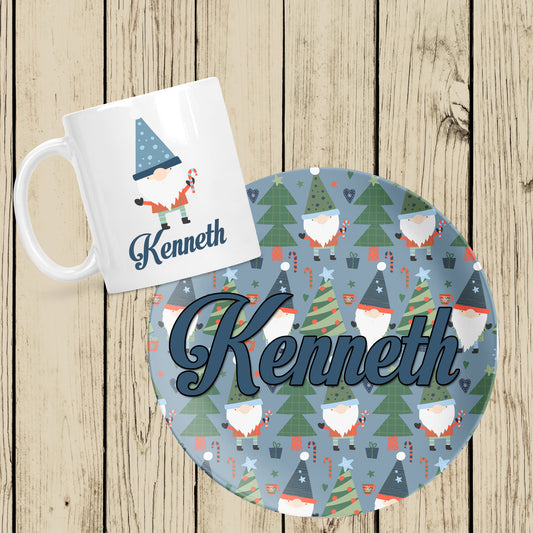 Christmas Gnome mug and plate set