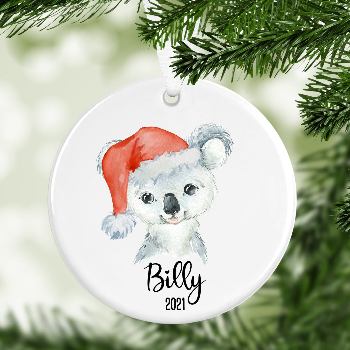 Ceramic Ornament Koala in Santa Hat