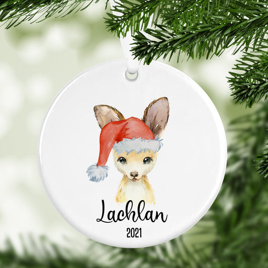 Ceramic Ornament Kangaroo in Santa Hat