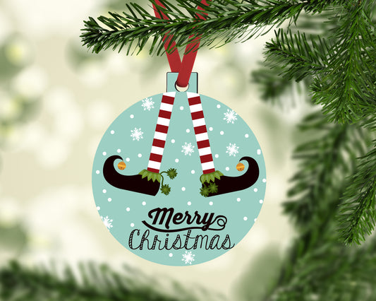 Elf Legs Christmas Ornament Round