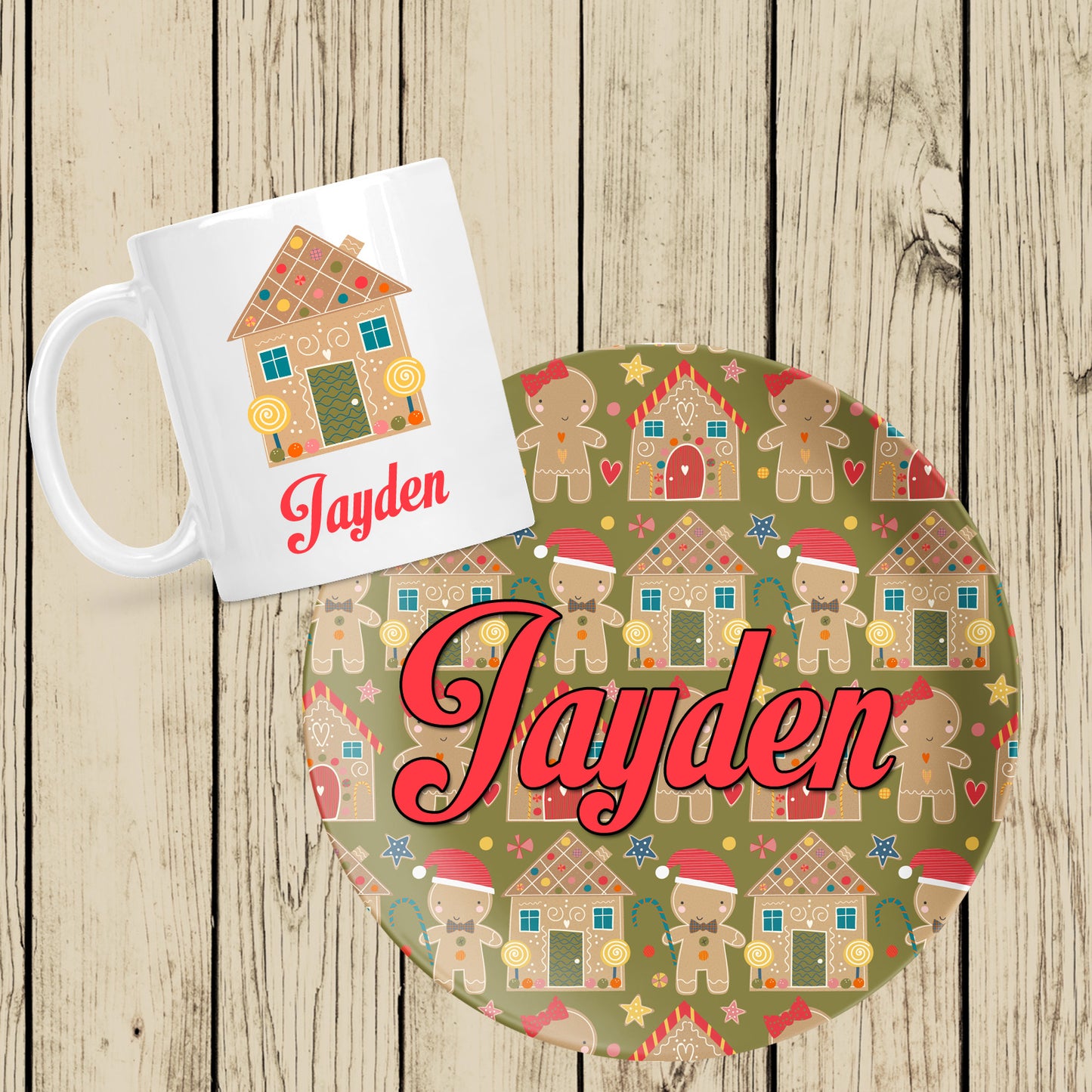 Gingerbread mug and plate set