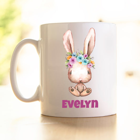 Easter Mug - Girl Bunny Hair Flowers