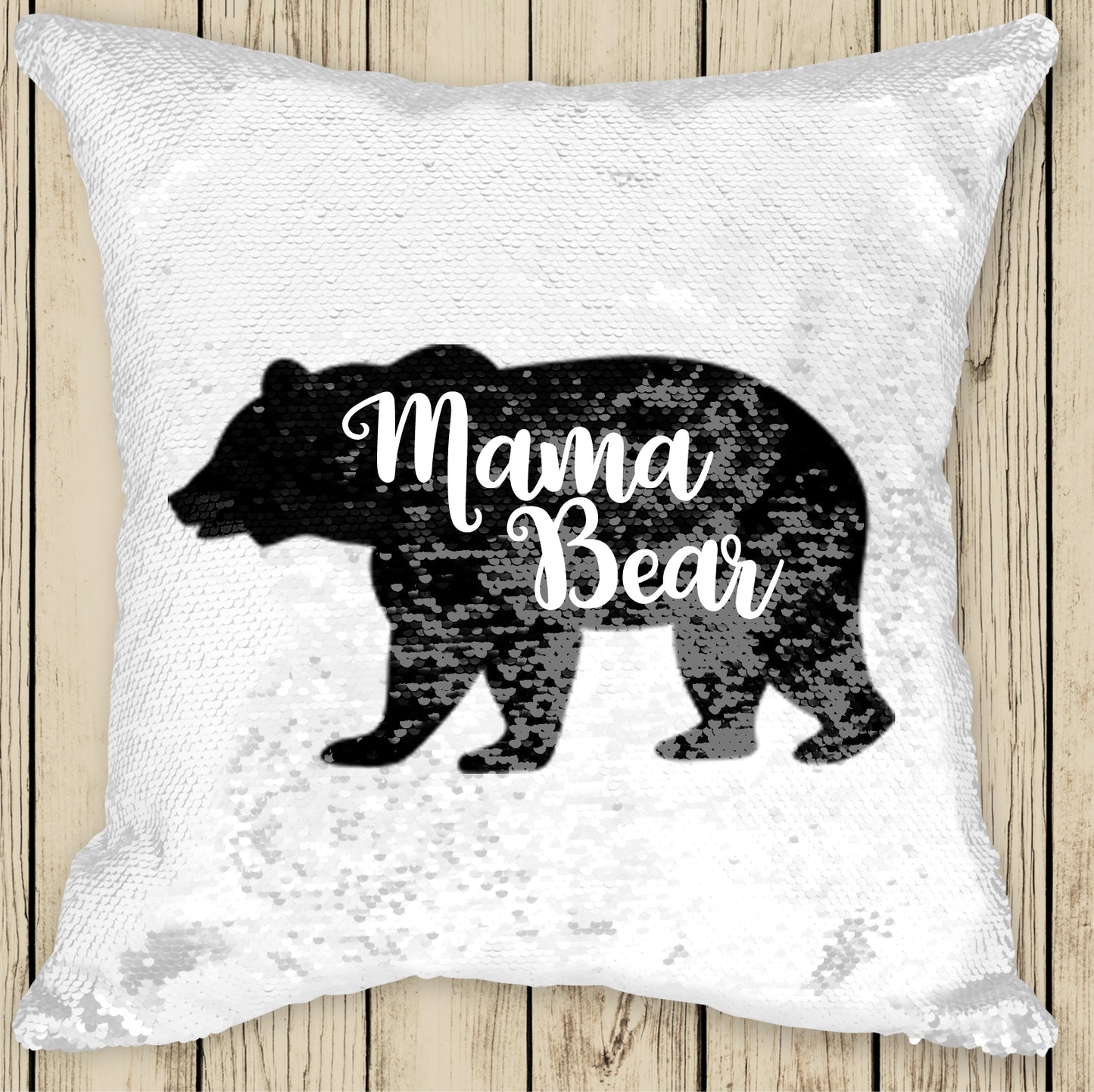 Sequin Cushion Cover - Mama Bear