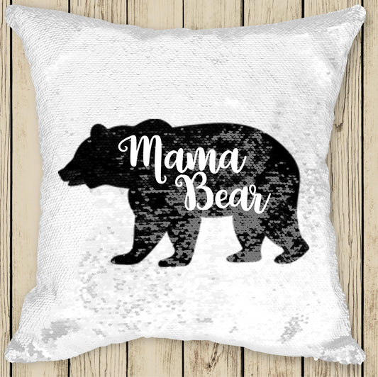 Sequin Cushion Cover - Mama Bear