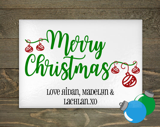Glass Cutting Board - Merry Christmas