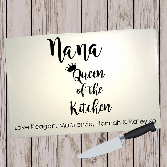 Glass Cutting Board - Queen of the Kitchen
