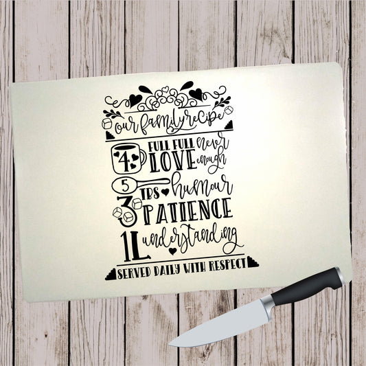 Glass Cutting Board - Family Recipe