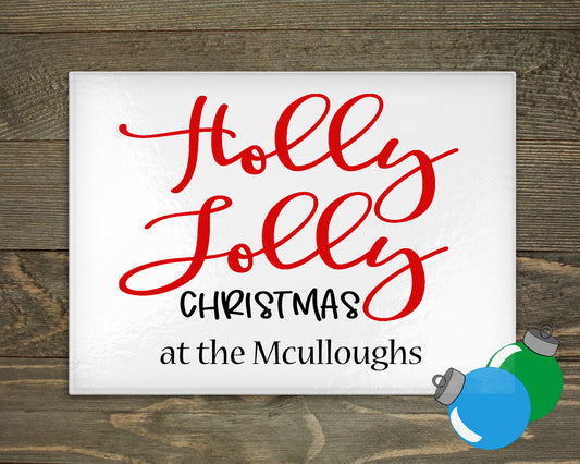 Glass Cutting Board - Holly Jolly Christmas