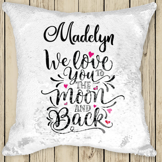 Sequin Cushion Cover - Love you to the Moon
