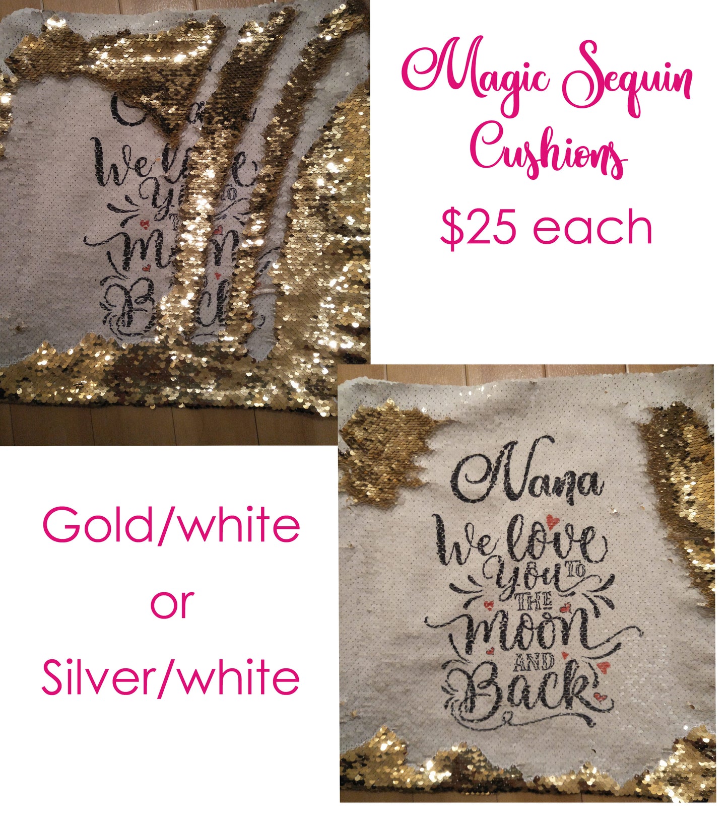 Sequin Cushion Cover - Love you to the Moon