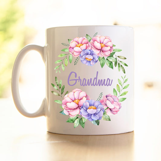 Peony Wreath - personalised Mothers Day Mug