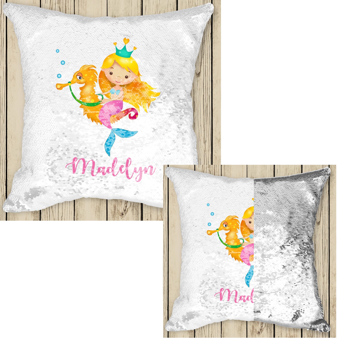 Sequin Cushion Cover - Unicorn Wreath